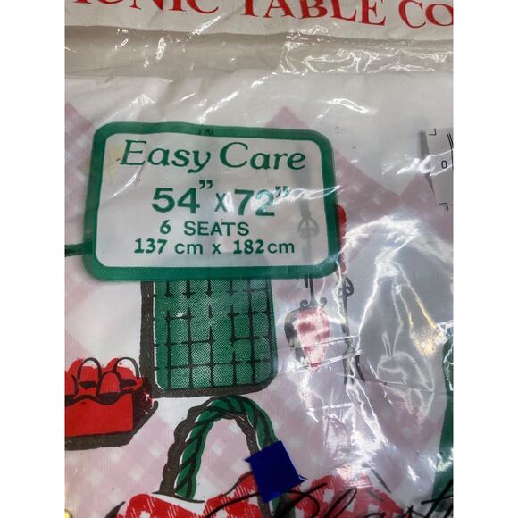 Vintage Picnic Table Cover New Old Stock 54" x 72" Plastic Bar-b-ques - Picture 3 of 7